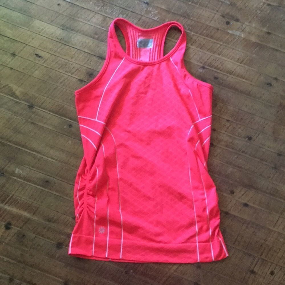 Athleta M ruched sides bright pink workout tank